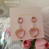 Vintage Heart Dangle Earrings Bridal Wedding Jewelry
