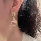 Vintage Heart Dangle Earrings Bridal Wedding Jewelry