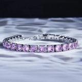 Pink Austrian Crystal Chain Bracelet 18k Filled 16+3cm Gift