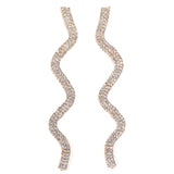 Rhinestone Waves Fringe Chain Earrings Ball Jewelry