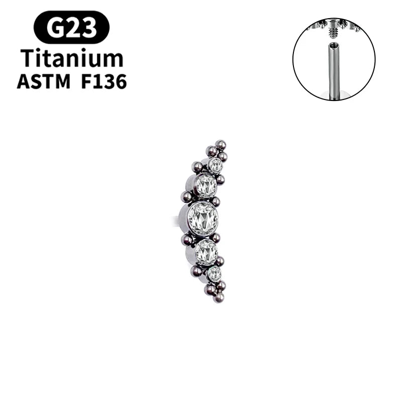 Titanium Cartilage Zircon Lip Stud Earrings