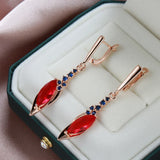 Red Zircon Dangle Earrings 585 Wedding Jewelry