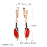 Red Zircon Dangle Earrings 585 Wedding Jewelry