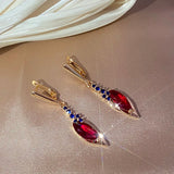 Red Zircon Dangle Earrings 585 Wedding Jewelry