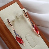 Red Zircon Dangle Earrings 585 Wedding Jewelry
