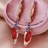 Red Zircon Dangle Earrings 585 Wedding Jewelry