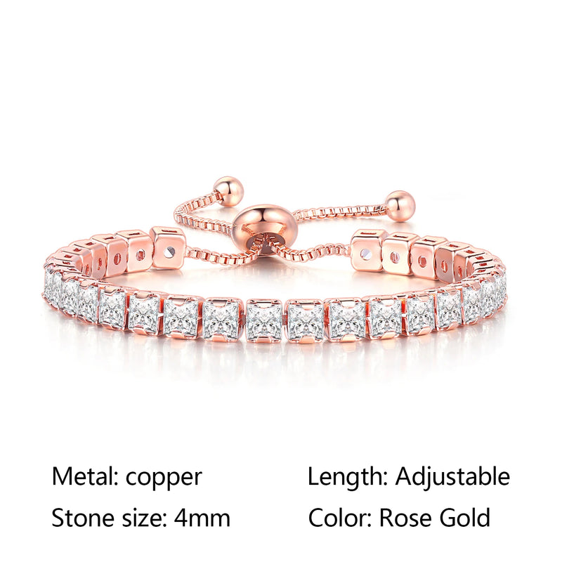 Boho Crystal CZ Tennis Bracelet For Women - Adjustable Charm Bracelet