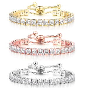 Boho Crystal CZ Tennis Bracelet For Women - Adjustable Charm Bracelet