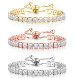 Boho Crystal CZ Tennis Bracelet For Women - Adjustable Charm Bracelet