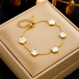 Flower Charm Bracelet For Women Stainless Steel Clover Jewelry Gift