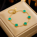 Flower Charm Bracelet For Women Stainless Steel Clover Jewelry Gift