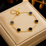 Flower Charm Bracelet For Women Stainless Steel Clover Jewelry Gift