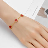 Flower Charm Bracelet For Women Stainless Steel Clover Jewelry Gift