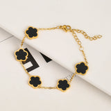 Flower Charm Bracelet For Women Stainless Steel Clover Jewelry Gift