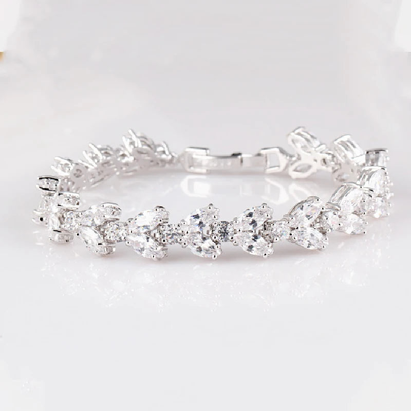 925 Silver Bracelet with Zircon Gemstone for Women Wedding Bridal