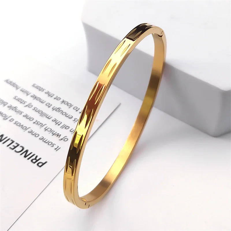 Stainless Steel Couple Bangles for Women's Gift Jewelry