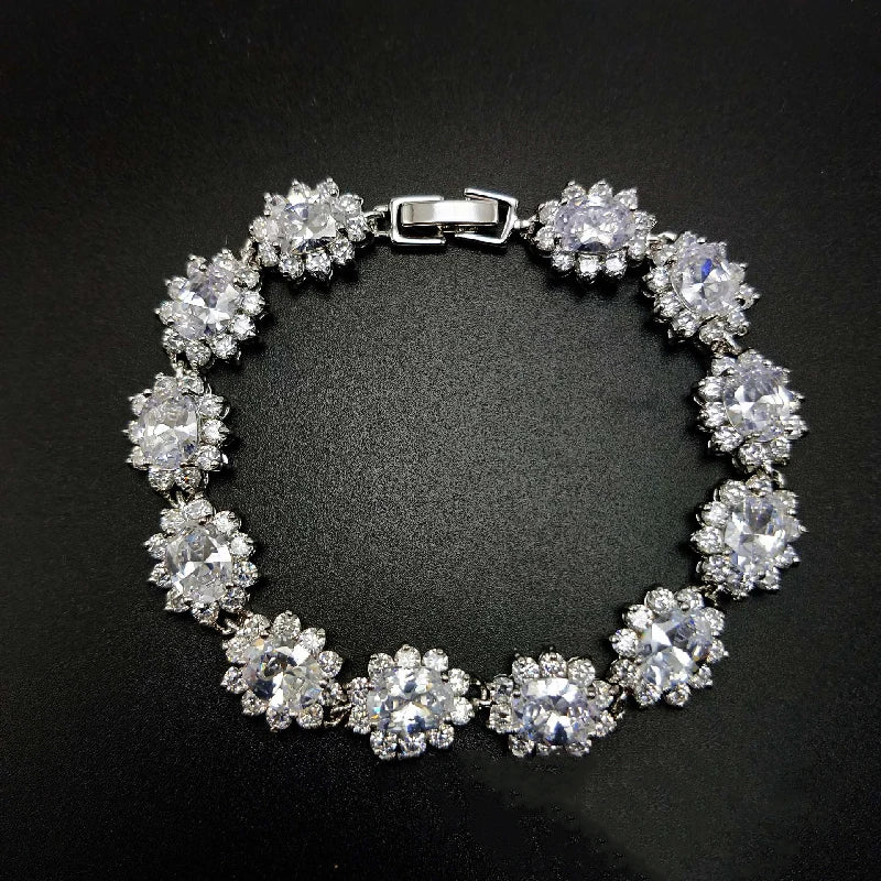 925 Silver Oval Zircon Bracelet Women Hand Accessories