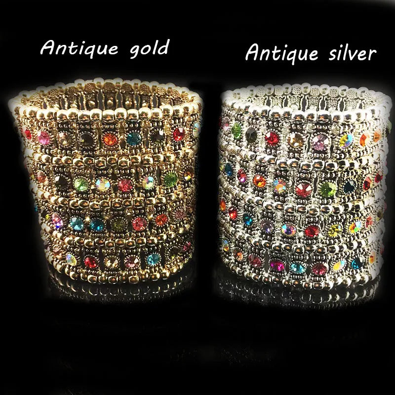 Women's Rhinestone Multi-Layer Bracelet Wide Hand Accessory