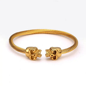 Braided Stainless Steel Skull Bangles Men Sporty Jewelry