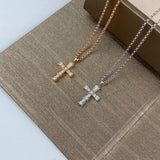 S925 Silver Cross Pendant Long Necklace Women Fine Jewelry