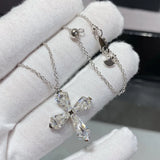 S925 Crystal Cross Pendant Necklace for Women