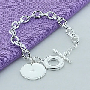 925 Silver Bracelet Round Top for Male
