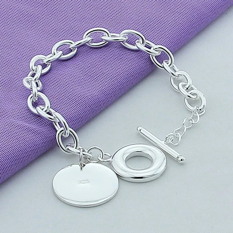 925 Silver Bracelet Round Top for Male