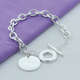 925 Silver Bracelet Round Top for Male