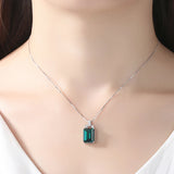 925 Silver Green Gem Necklace Pendant for Women Wedding Jewelry