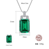 925 Silver Green Gem Necklace Pendant for Women Wedding Jewelry