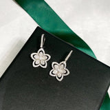 925 Silver Flower Drop Earrings with Crystal Charms