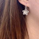925 Silver Flower Drop Earrings with Crystal Charms