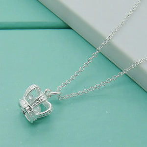 925 Silver Queen Crown Pendant Necklace for Women