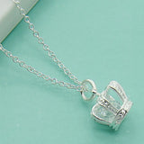 925 Silver Queen Crown Pendant Necklace Women Charm Jewelry
