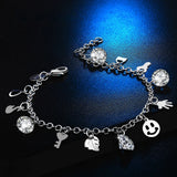 Crystal Charm Bracelet Silver Key Bangles Jewelry