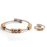 Chain Link Charm Beads Bangles Stainless Steel Cuff Bracelets