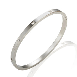 Crystal Love Bangles Cubic Zirconia Bracelets Stainless Steel Women