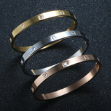 Crystal Love Bangles Cubic Zirconia Bracelets Stainless Steel Women