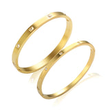 Crystal Love Bangles Cubic Zirconia Bracelets Stainless Steel Women