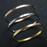 Crystal Love Bangles Cubic Zirconia Bracelets Stainless Steel Women