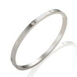 Crystal Love Bangles Cubic Zirconia Bracelets Stainless Steel Women