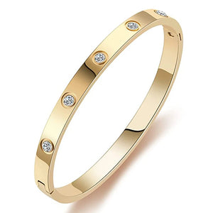 Crystal Lover Bracelet Stainless Steel Bangle Cubic Zirconia