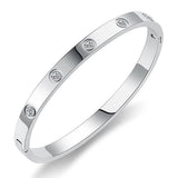 Crystal Lover Bracelet Stainless Steel Bangle Cubic Zirconia