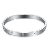 Crystal Lover Bracelet Stainless Steel Bangle Cubic Zirconia