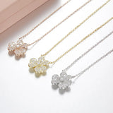 925 Silver CZ Three Leaves Flower Clover Pendant Necklace
