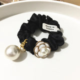 Camellia Hair Tie Hair Band Flannel Pearl Rubber Band Headdress