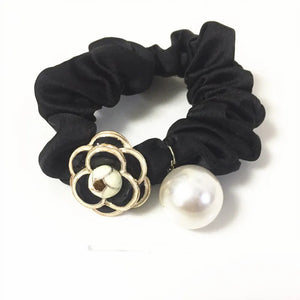 Camellia Hair Tie Hair Band Flannel Pearl Rubber Band Headdress