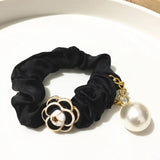 Camellia Hair Tie Hair Band Flannel Pearl Rubber Band Headdress