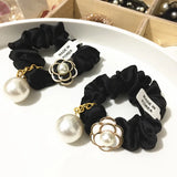Camellia Hair Tie Hair Band Flannel Pearl Rubber Band Headdress
