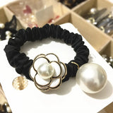 Camellia Hair Tie Hair Band Flannel Pearl Rubber Band Headdress